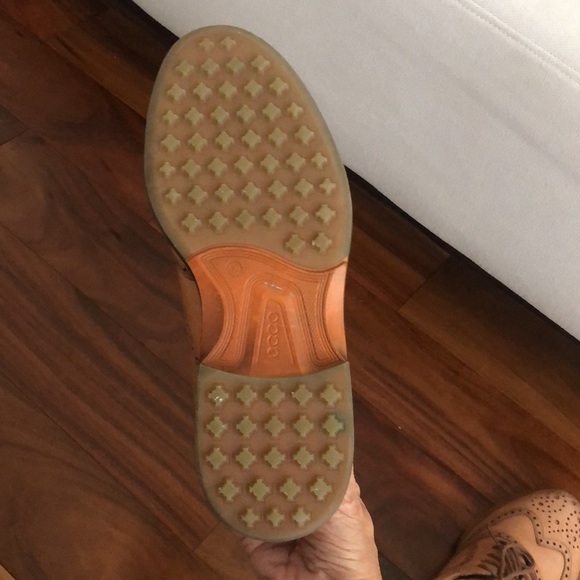 ECCO MENS HYBRID WINGTIP HYDROMAX TOUR SHOES TAN LEATHER SIZE 42 - Picture 10 of 14